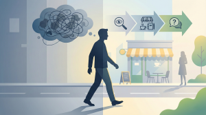 Metafora: chaos w głowie kontra prosty system zagadania do dziewczyny.